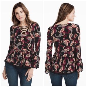 White House Black Market WHBM Paisley Boho Blouse Top